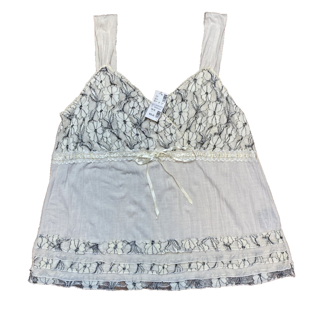 Avenue Tank Top Womens Size 14/16 NEW Pleated Feminine Lace Floral Cami Y2K